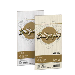 Buste Calligraphy Lino - 110 x 220 mm - 120 gr - avorio 02 - Favini - conf. 25 pezzi