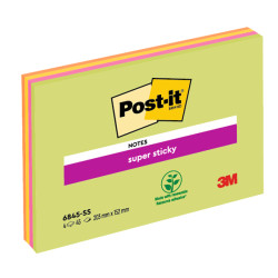 Blocco foglietti Post-it Super Sticky Meeting Notes - 6845-SSP - 203 x 152 mm - giallo/rosa neon - 45 fogli - Post-it