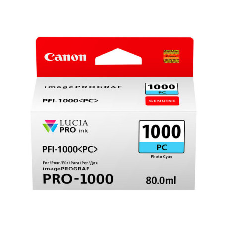 Canon PFI-1000 PC - 80 ml - ciano per foto - originale - serbatoio inchiostro - per imagePROGRAF PRO-1000