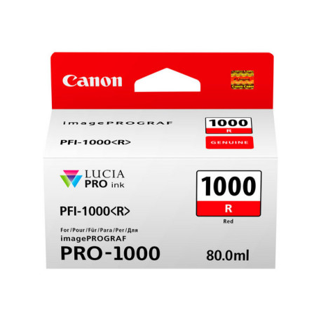 Canon PFI-1000 R - 80 ml - rosso - originale - serbatoio inchiostro - per imagePROGRAF PRO-1000