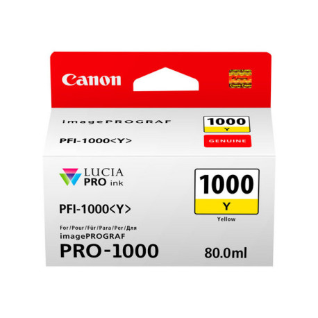 Canon PFI-1000 Y - 80 ml - giallo - originale - serbatoio inchiostro - per imagePROGRAF PRO-1000