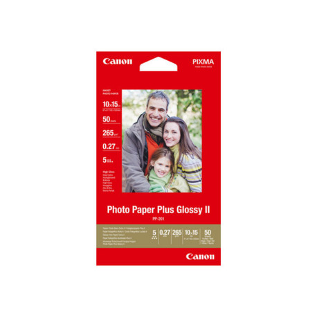 Canon Photo Paper Plus Glossy II PP-201 - Lucido - 100 x 150 mm - 260 g/m² - 50 fogli carta fotografica - per PIXMA iP2600, iP2