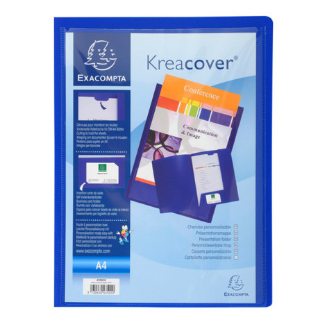 Cartella di presentazione Kreacover - in PP - 2 alette - blu - A4 - Exacompta