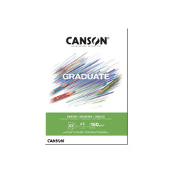 CANSON Graduate Drawing - Blocco incollato sul lato corto - A3 - 30 fogli - bianco