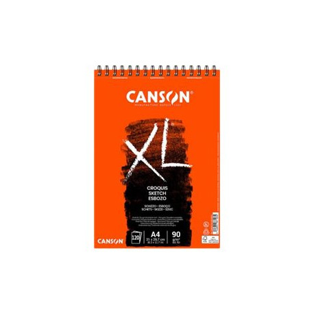 CANSON XL - Blocco da disegno - rilegatura a spirale - A4 - 20 fogli - bianco naturale