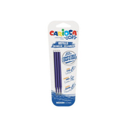 Carioca OOPS - Refill - non permanente - blu - inchiostro sensibile al calore - 0.7 mm - medio (pacchetto di 3)