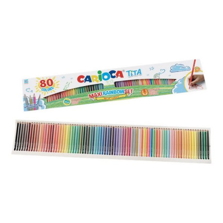 Carioca Tita Maxi Rainbow Set - Pastello colorato - argento, oro, colori neon, tinte pastello - 3 mm (pacchetto di 80)