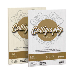 Carta Calligraphy Lino - A4 - 120 gr - bianco 01 - Favini - conf. 50 fogli