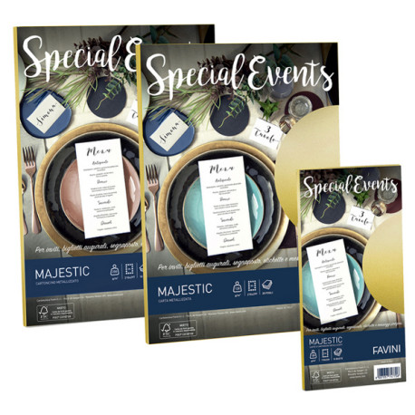 Carta metallizzata Special Events - A4 - 120 gr - azzurro - Favini - conf. 20 fogli