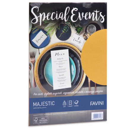 Carta metallizzata Special Events - A4 - 120 gr - oro - Favini - conf. 20 fogli