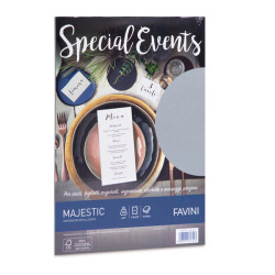 Carta metallizzata Special Events - A4 - 250 gr - argento - Favini - conf. 10 fogli