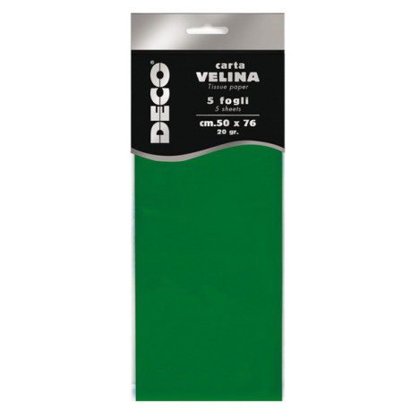 Carta velina - 20 gr - 50 x 76 cm - verde chiaro - Deco - busta 5 fogli