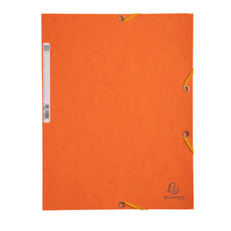 Cartellina con elastico - cartoncino lustrE' - 3 lembi - 400 gr - 24x32 cm - arancio - Exacompta