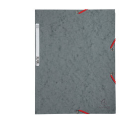 Cartellina con elastico - cartoncino lustrE' - 3 lembi - 400 gr - 24x32 cm - grigio - Exacompta