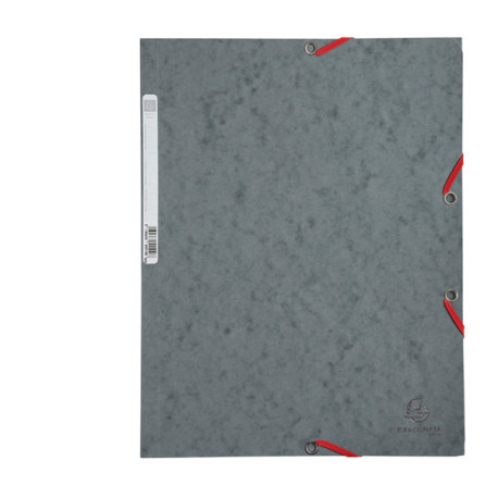 Cartellina con elastico - cartoncino lustrE' - 3 lembi - 400 gr - 24x32 cm - grigio - Exacompta