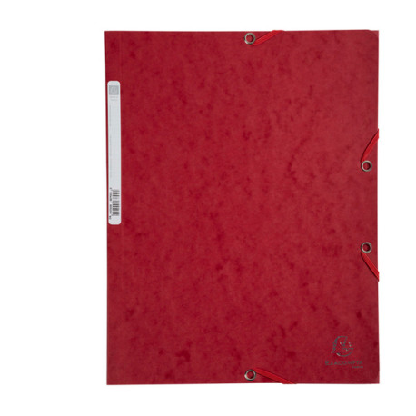 Cartellina con elastico - cartoncino lustrE' - 3 lembi - 400 gr - 24x32 cm - rosso ciliegia - Exacompta