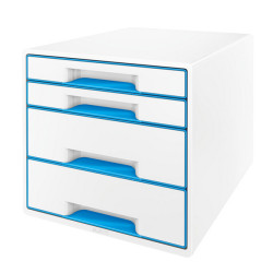 Cassettiera Cube - 28,7 x 27 x 36,3 cm - 4 cassetti - bianco/azzurro - Leitz