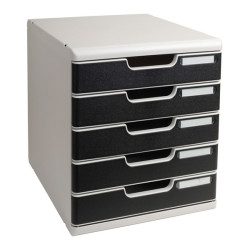 Cassettiera Modulo A4 - 28,8 x 32 x 35 cm - 5 cassetti - grigio/nero - Exacompta