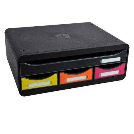 Cassettiera Toolbox  - 27 x 35,5 x 13,5 cm - 4 cassetti - nero/arlecchino - Exacompta