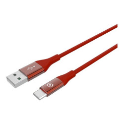 Celly - Cavo USB - USB (M) a USB-C (M) - 3 A - 1 m - rosso