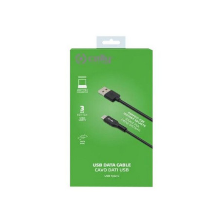 Celly - Cavo USB - USB-C (M) a USB Tipo A (M) - 3 A - 3 m - nero