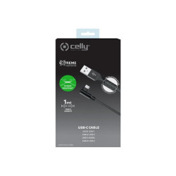 Celly - Cavo USB - USB-C (M) angolazione a USB (M) - 3 A - 1 m - nero