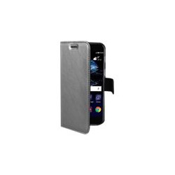 Celly Air - Flip cover per cellulare - fibra di vetro, TPU (poliuretano termoplastico) - argento - per Huawei P10