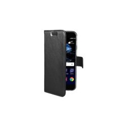 Celly Air - Flip cover per cellulare - fibra di vetro, TPU (poliuretano termoplastico) - nero - per Huawei P10 Plus