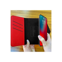 Celly Athena - Flip cover per cellulare - magnetico universale - similpelle - rosso