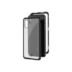 Celly Attraction - Cover per cellulare - Alluminio, vetro temperato - nero, trasparente - per Apple iPhone XS Max