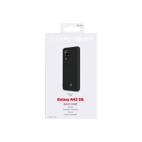 Celly Cromo - Cover per cellulare - poliuretano termoplastico (TPU) rivestito di silicone - nero - per Samsung Galaxy A42 5G