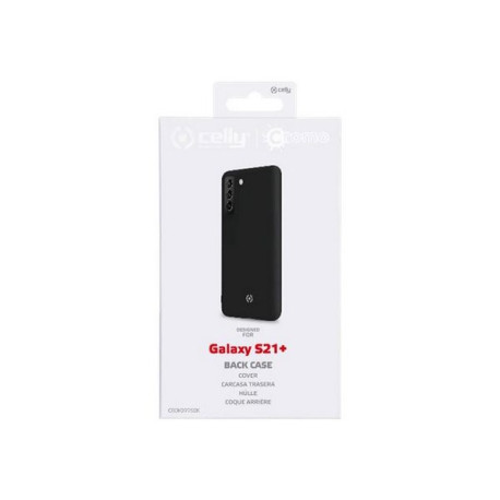 Celly Cromo - Cover per cellulare - poliuretano termoplastico (TPU) rivestito di silicone - nero - per Samsung Galaxy S21+ 5G