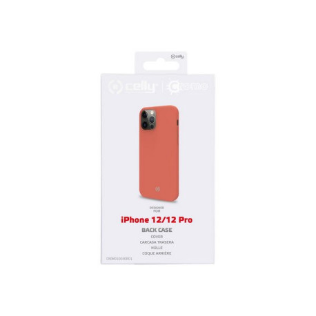 Celly Cromo - Cover per cellulare - TPU (poliuretano termoplastico), rivestimento in silicone - arancione - per Apple iPhone 12