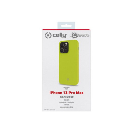 Celly Cromo - Cover per cellulare - TPU (poliuretano termoplastico), rivestimento in silicone - giallo - per Apple iPhone 13 Pr