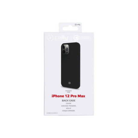 Celly Cromo - Cover per cellulare - TPU (poliuretano termoplastico), rivestimento in silicone - nero - per Apple iPhone 12 Pro 