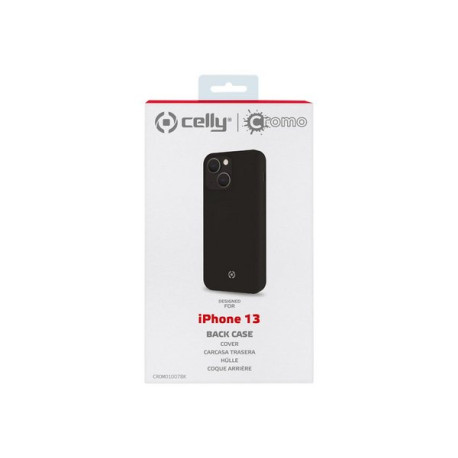 Celly Cromo - Cover per cellulare - TPU (poliuretano termoplastico), rivestimento in silicone - nero - per Apple iPhone 13