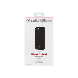 Celly Cromo - Cover per cellulare - TPU (poliuretano termoplastico), rivestimento in silicone - nero - per Apple iPhone 13 mini