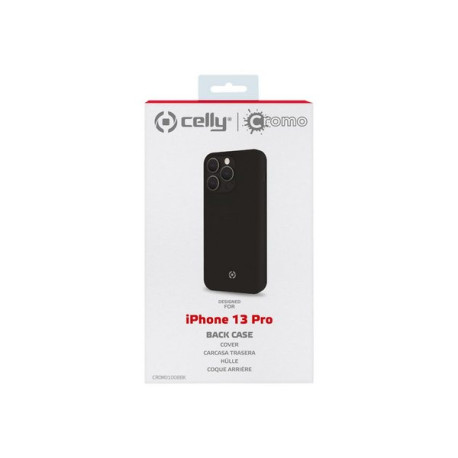 Celly Cromo - Cover per cellulare - TPU (poliuretano termoplastico), rivestimento in silicone - nero - per Apple iPhone 13 Pro