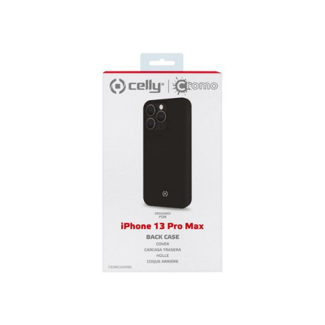 Celly Cromo - Cover per cellulare - TPU (poliuretano termoplastico), rivestimento in silicone - nero - per Apple iPhone 13 Pro 