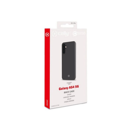 Celly Cromo - Cover per cellulare - TPU (poliuretano termoplastico), rivestimento in silicone - nero - per Samsung Galaxy A54 5