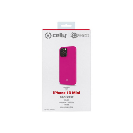 Celly Cromo - Cover per cellulare - TPU (poliuretano termoplastico), rivestimento in silicone - rosa - per Apple iPhone 13 mini