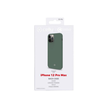 Celly Cromo - Cover per cellulare - TPU (poliuretano termoplastico), rivestimento in silicone - verde - per Apple iPhone 12 Pro