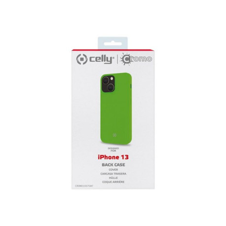 Celly Cromo - Cover per cellulare - TPU (poliuretano termoplastico), rivestimento in silicone - verde - per Apple iPhone 13