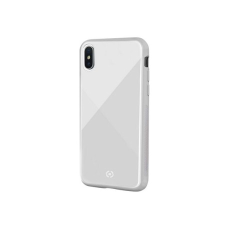 Celly DIAMOND - Cover per cellulare - vetro temperato, TPU (poliuretano termoplastico) - bianco - per Apple iPhone XS Max