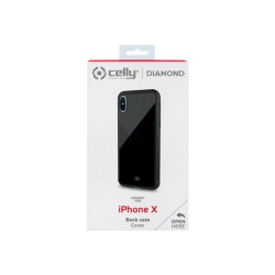 Celly DIAMOND - Cover per cellulare - vetro temperato, TPU (poliuretano termoplastico) - nero - per Apple iPhone X, XS