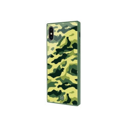 Celly Diamond Square - Cover per cellulare - vetro temperato, TPU (poliuretano termoplastico) - verde - Mimetico - per Apple iP