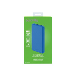 Celly Energy - Powerbank - 10000 mAh - 37 Wh - 2.1 A - 2 connettori di uscita (USB) - blu