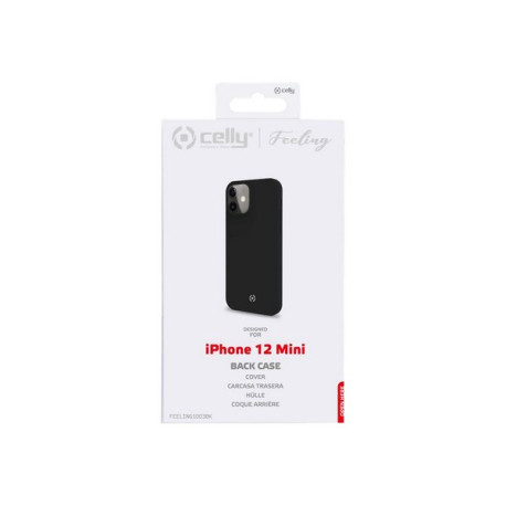 Celly FEELING - Cover per cellulare - silicone liquido - nero - per Apple iPhone 12 mini