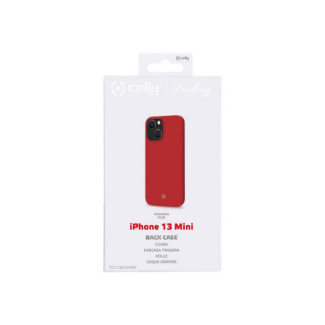 Celly FEELING - Cover per cellulare - silicone liquido - rosso - per Apple iPhone 13 mini