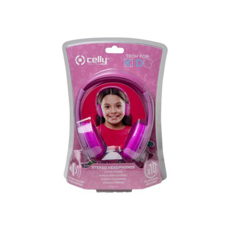 Celly KidsBeat - Cuffie - over ear - cablato - jack 3,5 mm - rosa